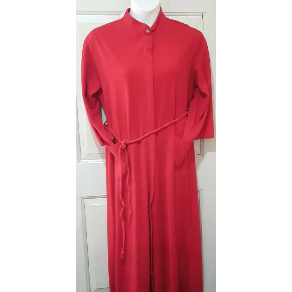 VTG Vassarette 3/4 Zip Front Red Warm Long Maxi Bath Robe Housecoat    Sz L USA